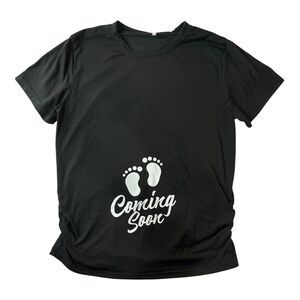 Maternity Graphic Tee | Coming Soon Baby Announcement | Women’s L